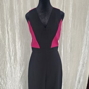 Badgley Mischka Black and Pink Colorblock Jumpsuit